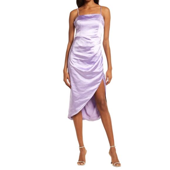 ELLIATT Casey Ruched Asymmetric Hem Dress in Lavender - Picture 1 of 12